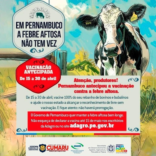 Leia mais sobre o artigo Pernambuco antecipou a vacinação contra a febre aftosa.