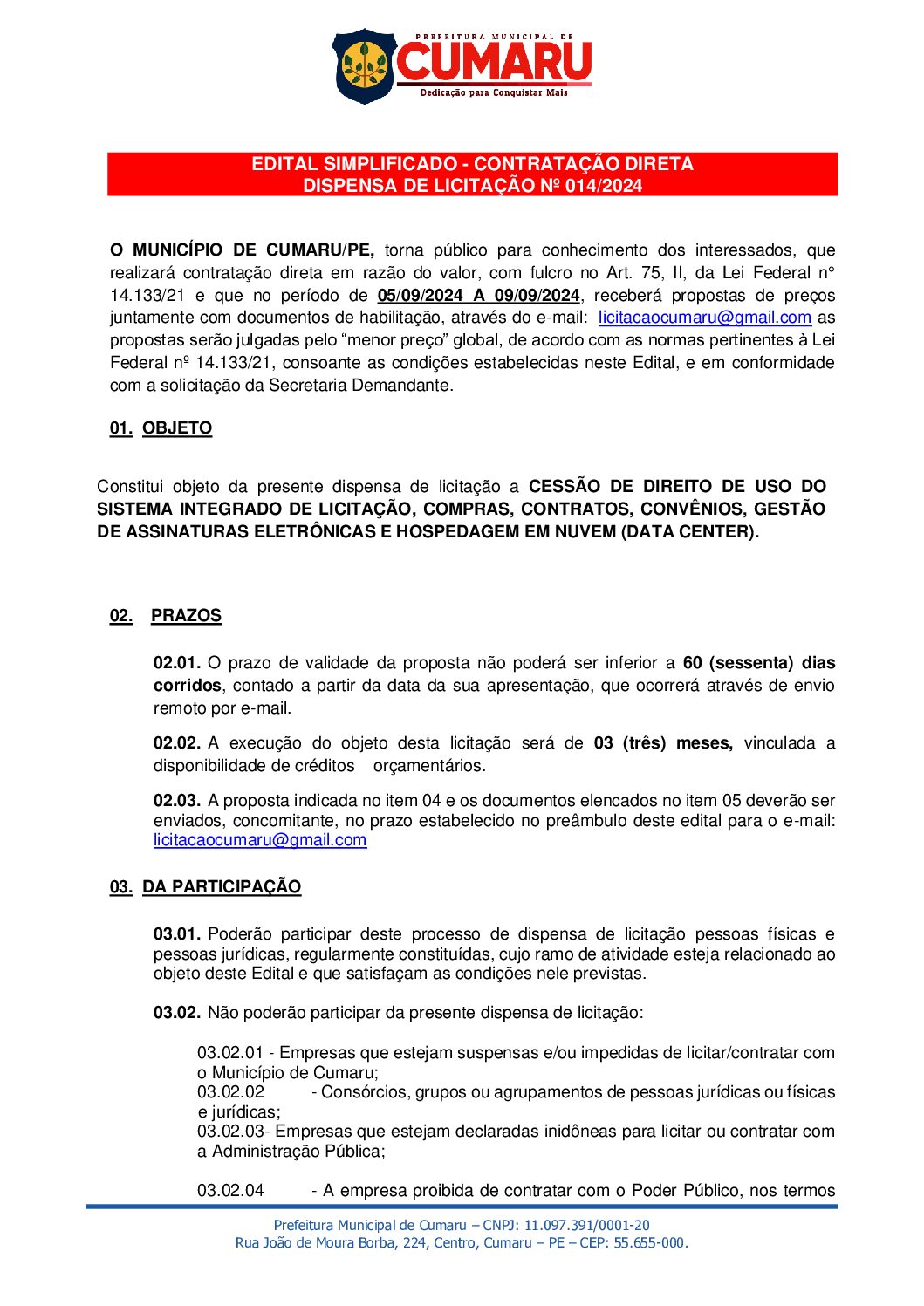 EDITAL SISTEMA LICITAÇÃO