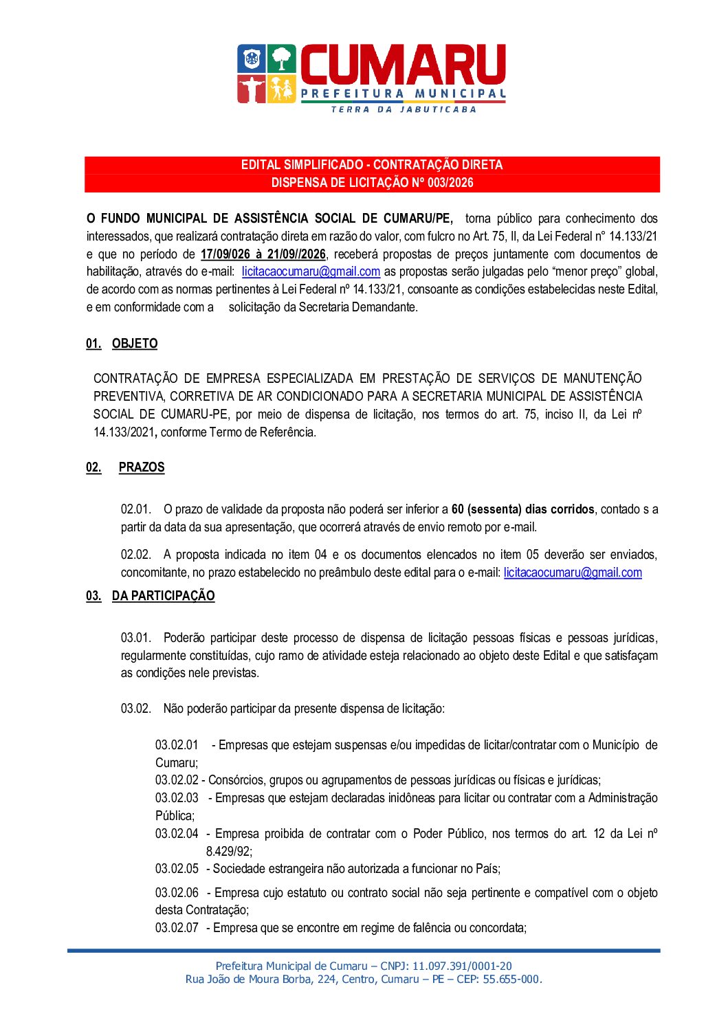 4-EDITAL MANUTENÇÃO DE AR - ASSISTÊNCIA