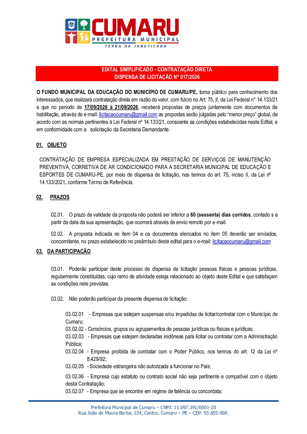 4-EDITAL MANUTENÇÃO DE AR - EDUCAÇÃO